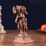 Pure Copper Panchmukhi Hanuman Idol | 4.2" x 3" x 2" (10.7 x 7.6 x 5.1 cm) | 450g Five-Faced Sacred Art | Divine Protection Murti